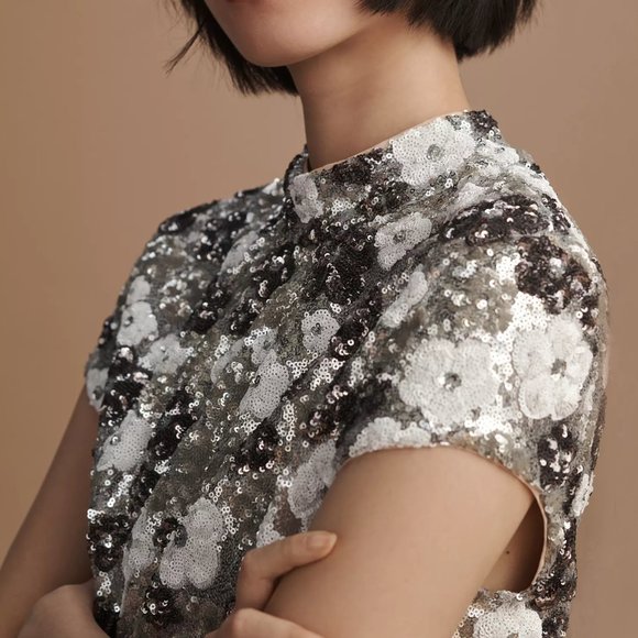 HTF By Anthropologie Mock-Neck Sequin Mini Dress - Picture 6 of 6